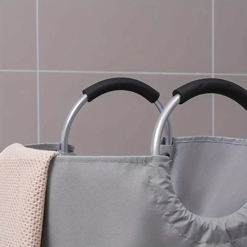 Large Capacity Laundry Basket Stylish Hamper with Soft Cushion Handle Foldable Multi-Purpose Storage for Bathroom Laundry Room - Image 2