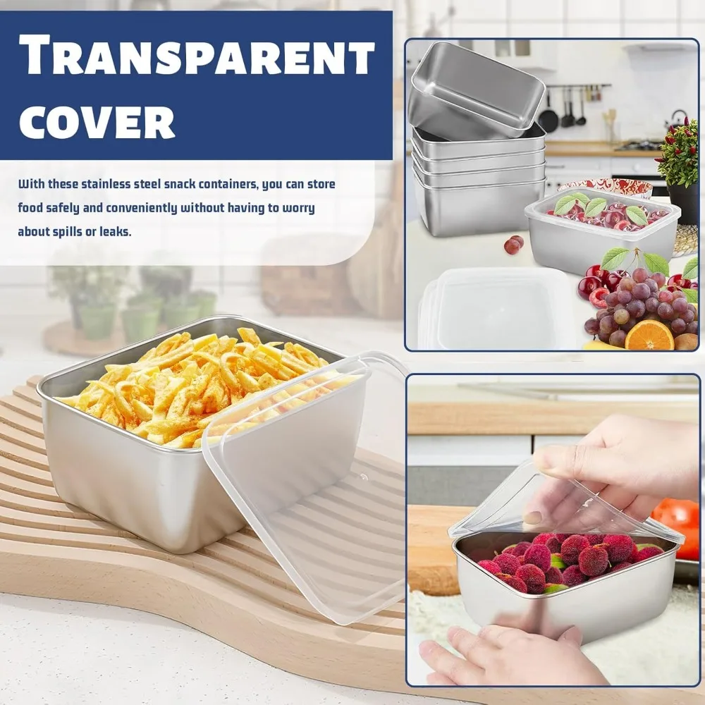 Stainless Steel Food Containers with Lids Reusable Container For Snacks Food Storage Containers Storage Box for Office - Image 3