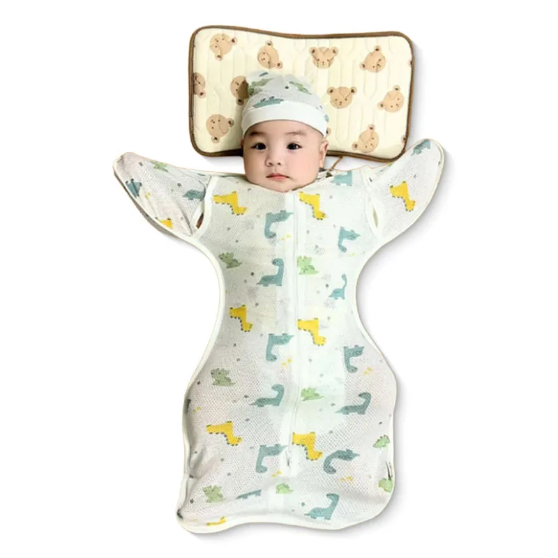 1pc Surrender-Style Baby Sleeping Bag- Dual Zipper Design, Soft and Breathable, Newborn Wearable Blanket with Bonus Hat
