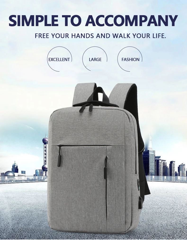 Unisex Business Casual Laptop Backpack with USB Interface Nylon Material Double Shoulder Backpack Lightweight Backpack - Image 10