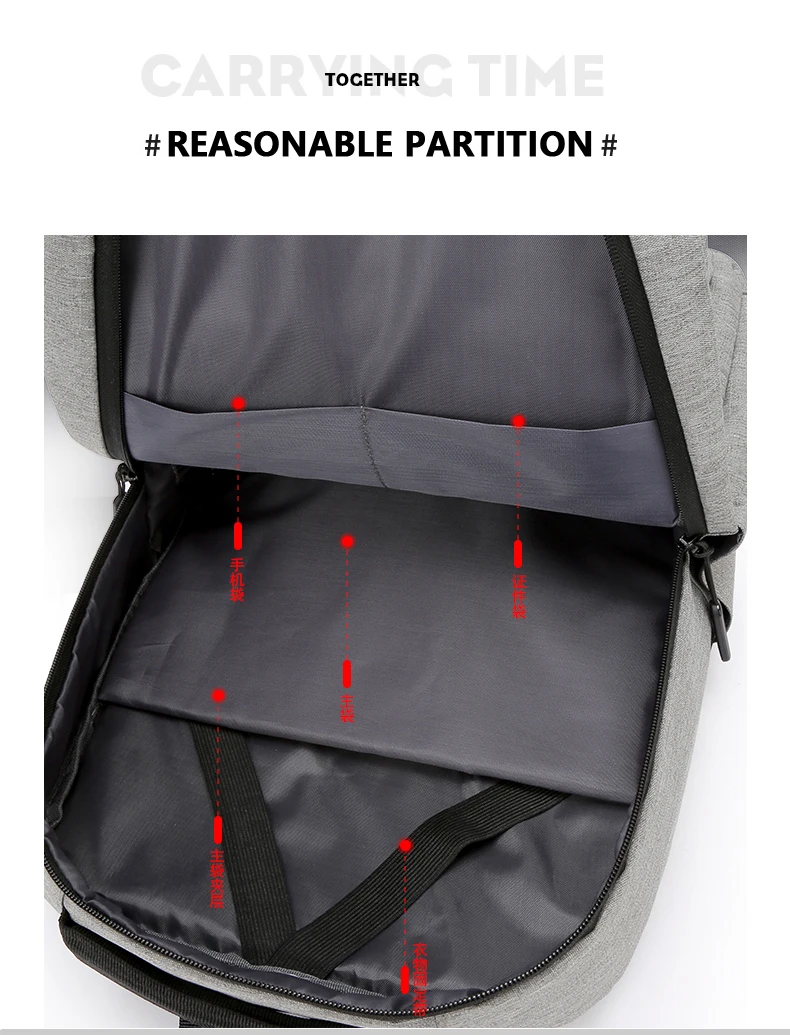 Unisex Business Casual Laptop Backpack with USB Interface Nylon Material Double Shoulder Backpack Lightweight Backpack - Image 17