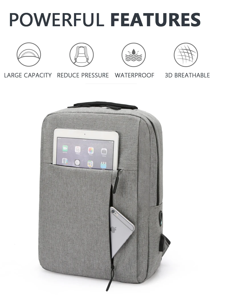 Unisex Business Casual Laptop Backpack with USB Interface Nylon Material Double Shoulder Backpack Lightweight Backpack - Image 16