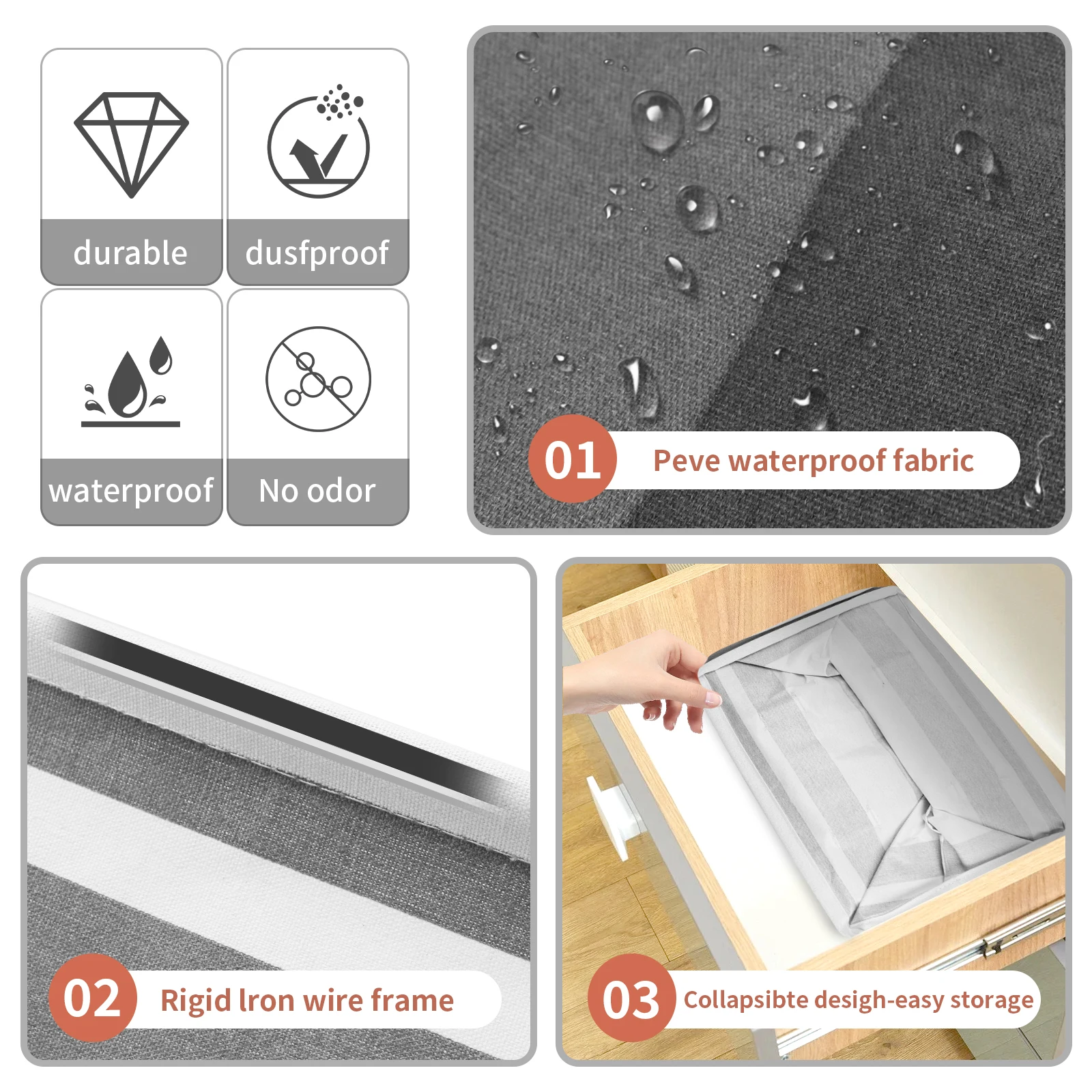 Large Laundry Baskets Waterproof Freestanding Laundry Hamper Collapsible Tall Clothes Hamper with Extended Handles for Clothes - Image 12