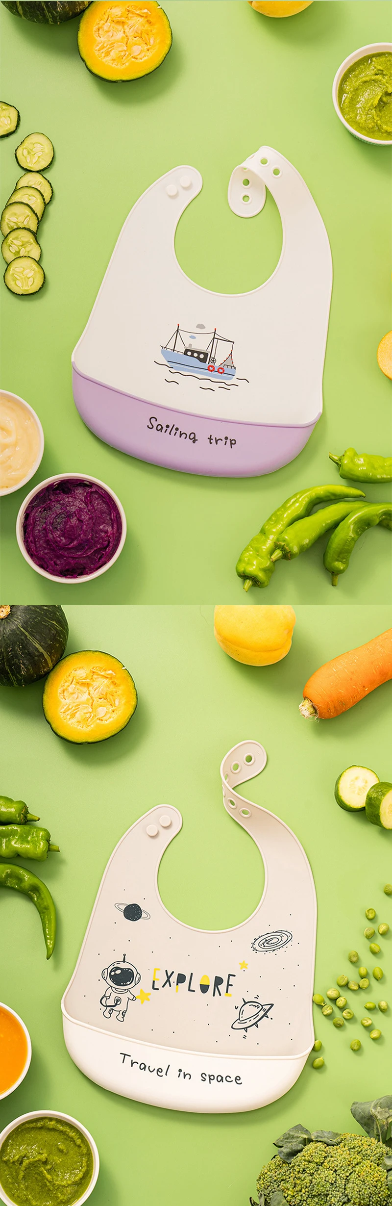 Silicone Baby Bib Waterproof Saliva Dripping Banana Bibs Cartoon Newborn Feeding Soft Aprons Baby Adjustable Burp Scarf - Image 25