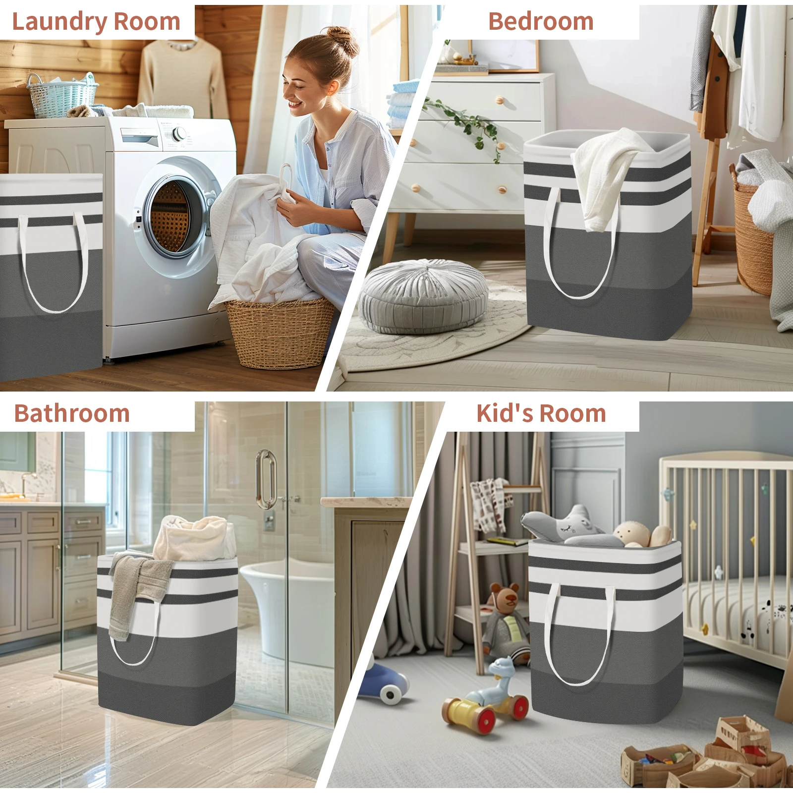 Large Laundry Baskets Waterproof Freestanding Laundry Hamper Collapsible Tall Clothes Hamper with Extended Handles for Clothes - Image 14