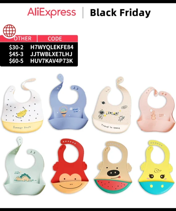 Silicone Baby Bib Waterproof Saliva Dripping Banana Bibs Cartoon Newborn Feeding Soft Aprons Baby Adjustable Burp Scarf