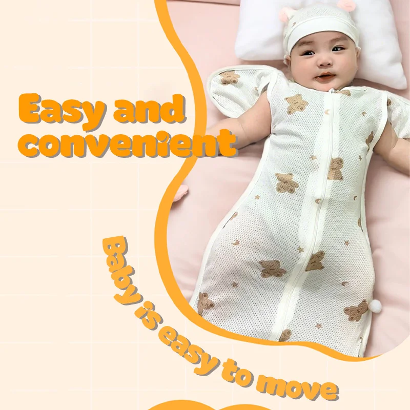 1pc Surrender-Style Baby Sleeping Bag- Dual Zipper Design, Soft and Breathable, Newborn Wearable Blanket with Bonus Hat - Image 3