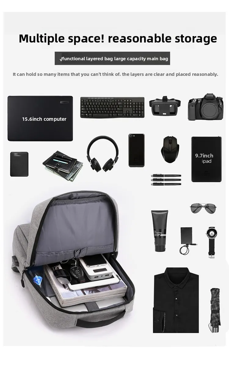 Support USB Charging Backpack Large Capacity Travelling Bag for Student Laptop Computer Case Women's Men's Business Backpack - Image 16