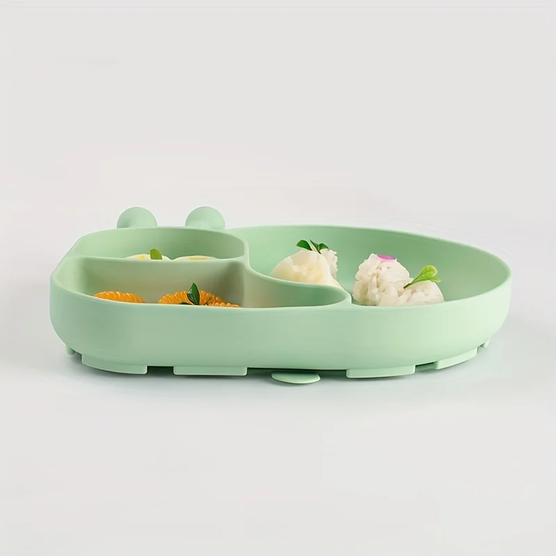 New Silicone Baby Food Plates with Suction Cups, Cartoon 3-Grid Dinner Plate, Anti-Drop Children's Feeding Tableware - Image 13