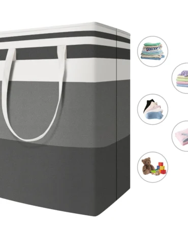 Large Laundry Baskets Waterproof Freestanding Laundry Hamper Collapsible Tall Clothes Hamper with Extended Handles for Clothes