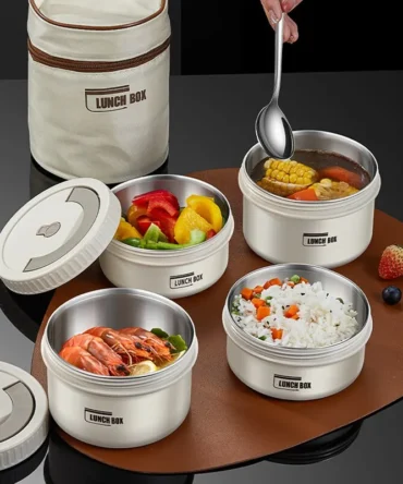 Lunch Box Portable Insulated Lunch Container Set Stackable Bento Stainless Steel Lunch Container