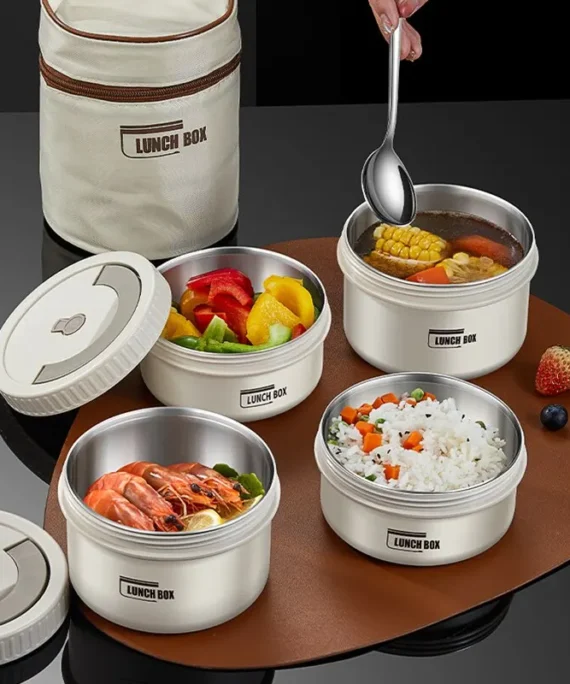 Lunch Box Portable Insulated Lunch Container Set Stackable Bento Stainless Steel Lunch Container