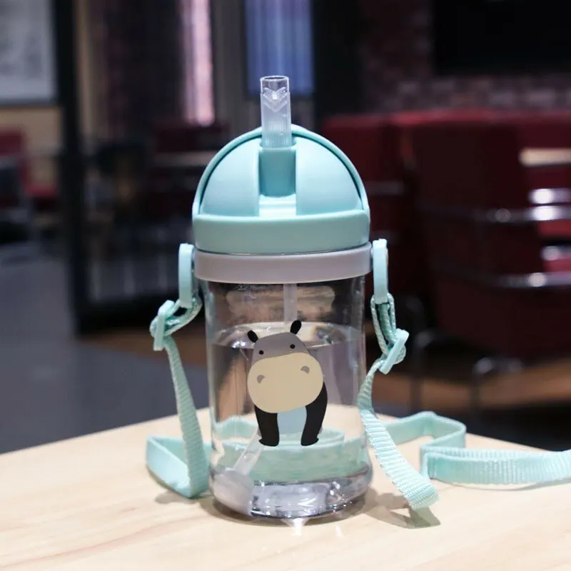 350ml Kids Drinking Cup Feeding Bottle With Straw Gravity Ball Wide Caliber Bottle - Image 2