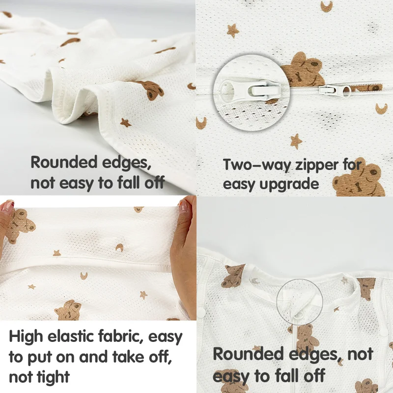 1pc Surrender-Style Baby Sleeping Bag- Dual Zipper Design, Soft and Breathable, Newborn Wearable Blanket with Bonus Hat - Image 5