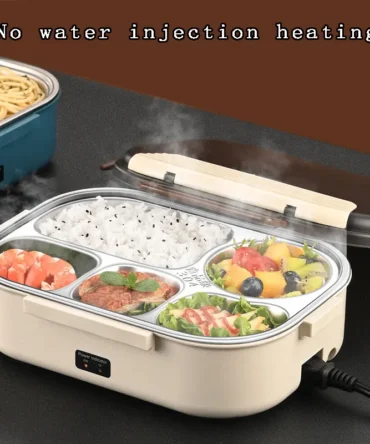 Electric Heated Lunch Boxes Stainless Steel Food Insulation Bento Lunch Box Home Portable Keep Warm Lunch Box with Storage Bag