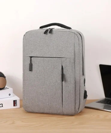 Unisex Business Casual Laptop Backpack with USB Interface Nylon Material Double Shoulder Backpack Lightweight Backpack