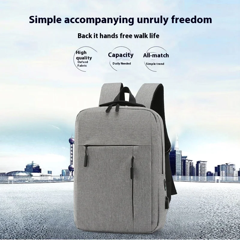 Unisex Business Casual Laptop Backpack with USB Interface Nylon Material Double Shoulder Backpack Lightweight Backpack - Image 4