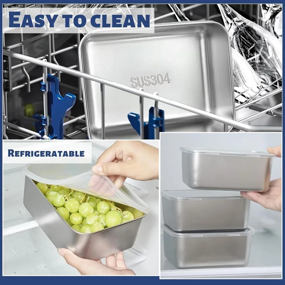 Stainless Steel Food Containers with Lids Reusable Container For Snacks Food Storage Containers Storage Box for Office - Image 4