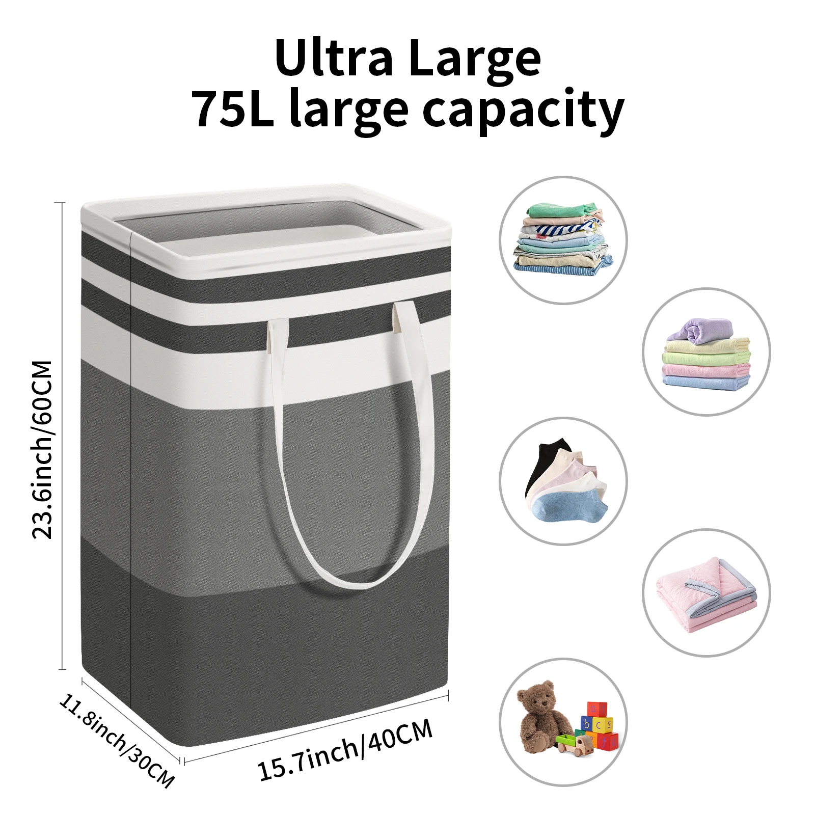 Large Laundry Baskets Waterproof Freestanding Laundry Hamper Collapsible Tall Clothes Hamper with Extended Handles for Clothes - Image 10