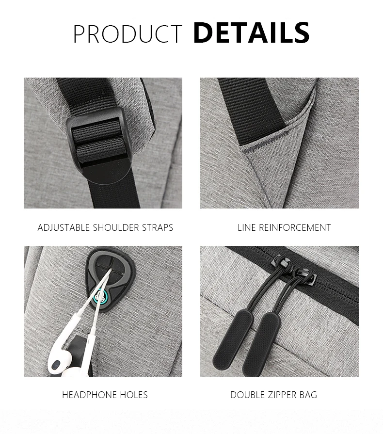 Unisex Business Casual Laptop Backpack with USB Interface Nylon Material Double Shoulder Backpack Lightweight Backpack - Image 22