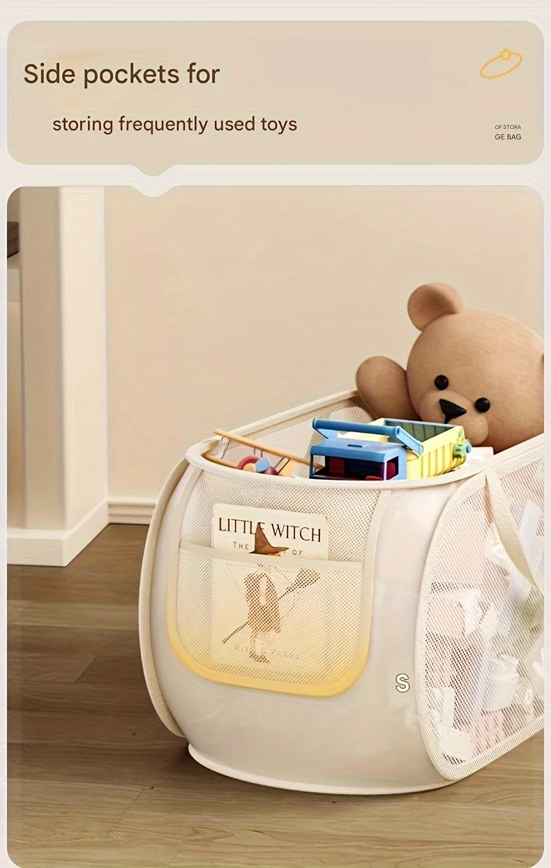 Large Capacity Toy Storage Basket Transparent Fabric Organizer with Divided Compartments Ideal for Living Bedroom Organization - Image 13