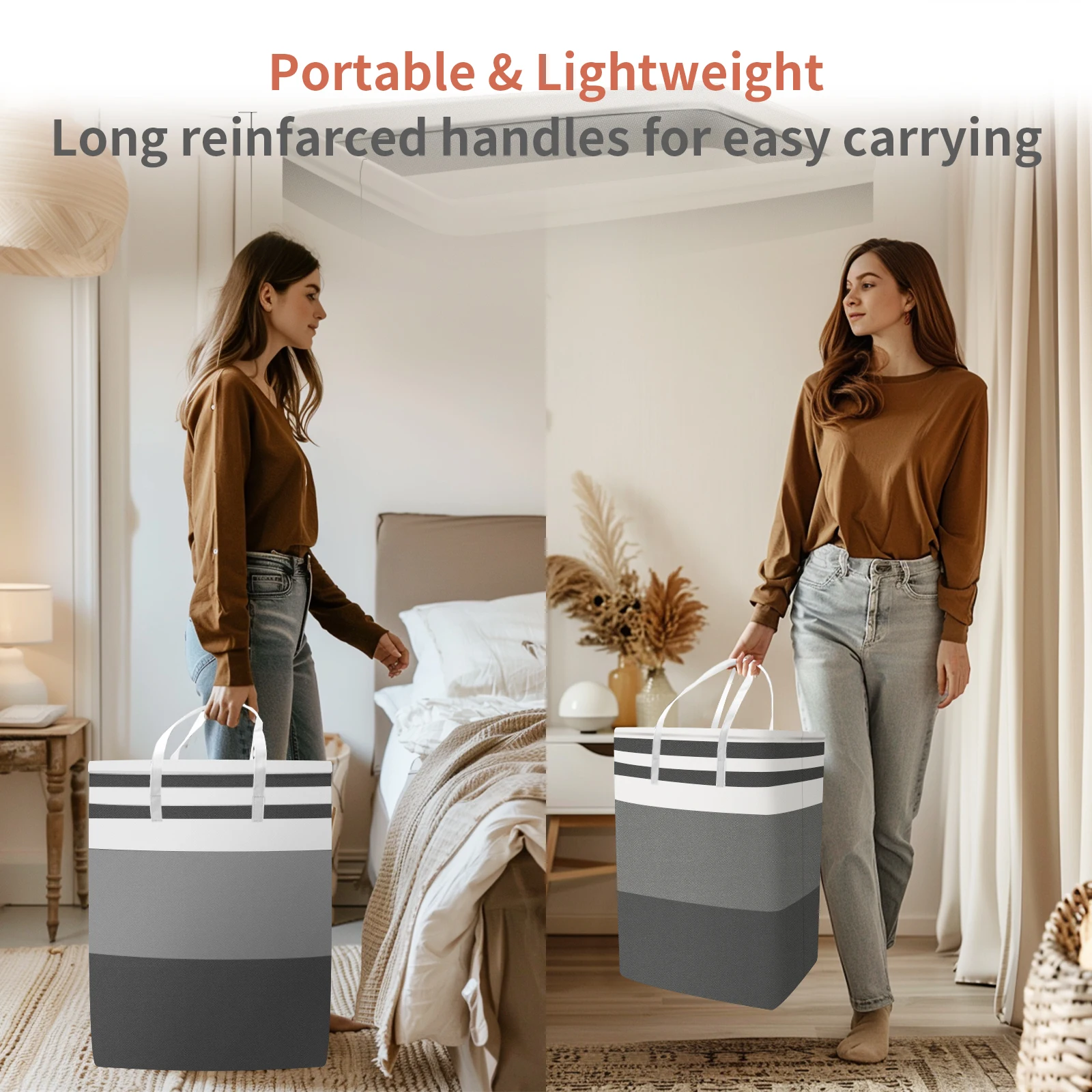 Large Laundry Baskets Waterproof Freestanding Laundry Hamper Collapsible Tall Clothes Hamper with Extended Handles for Clothes - Image 13