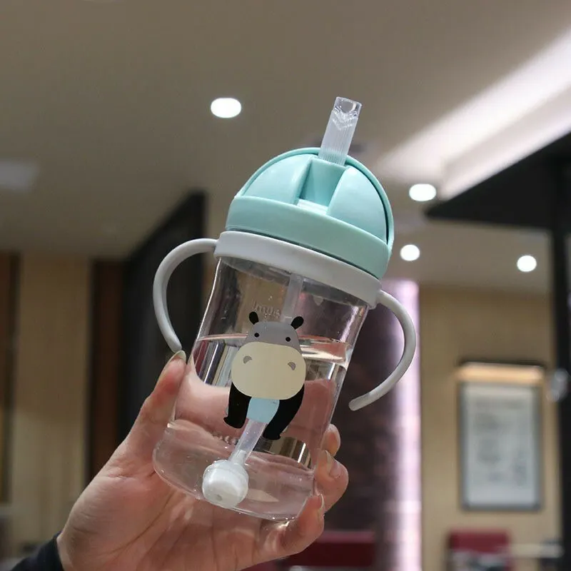 350ml Kids Drinking Cup Feeding Bottle With Straw Gravity Ball Wide Caliber Bottle - Image 6