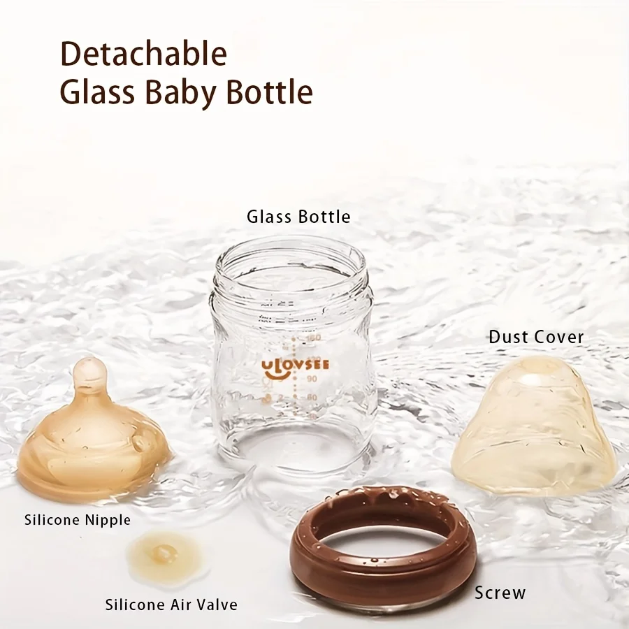4oz,8oz High Borosilicate Glass Baby Bottles, Wide-Neck Feeding Bottle with Bottom Air Balance Hole/Valve, Glass Milk Bottle - Image 6