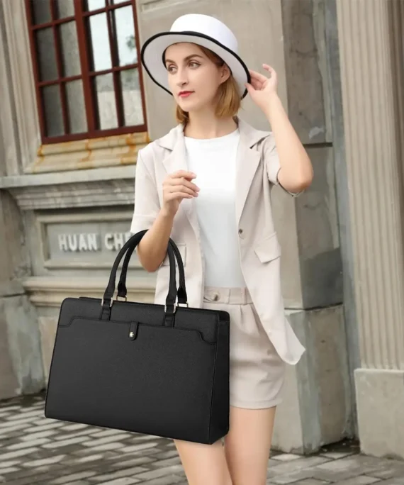 Large Capacity Laptop Bag for Women 15.6 Inch Laptop Tote Bag Leather Work Bag Waterproof Briefcase Business Office Computer Bag
