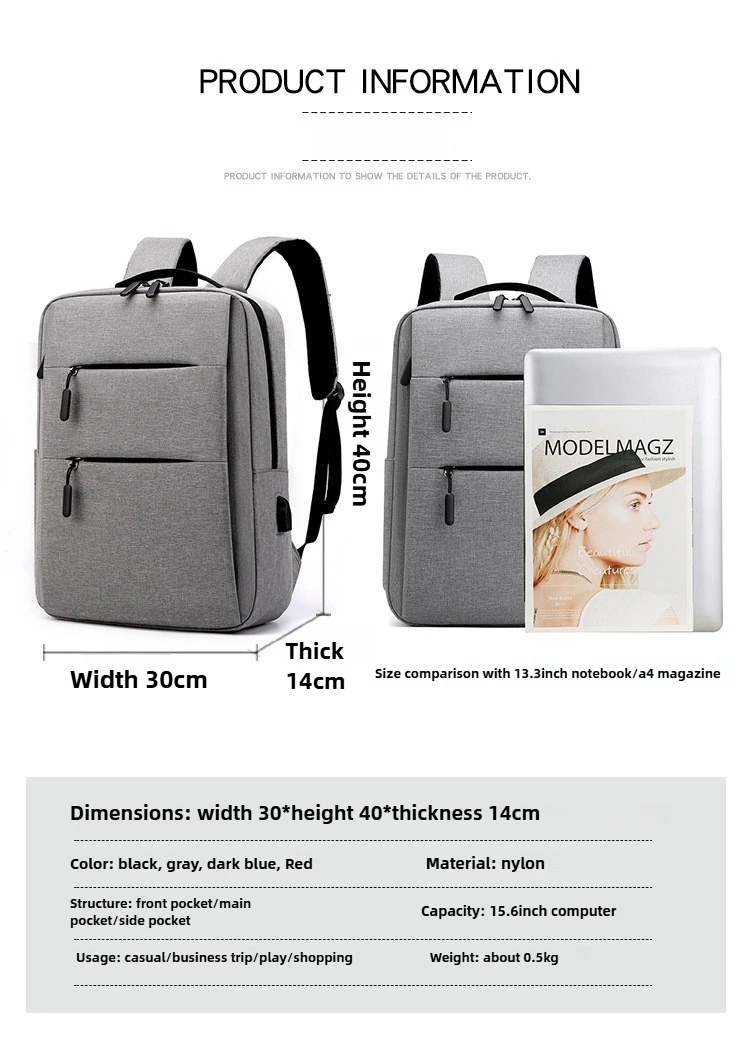 Support USB Charging Backpack Large Capacity Travelling Bag for Student Laptop Computer Case Women's Men's Business Backpack - Image 12