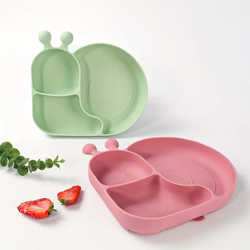 New Silicone Baby Food Plates with Suction Cups, Cartoon 3-Grid Dinner Plate, Anti-Drop Children's Feeding Tableware - Image 14