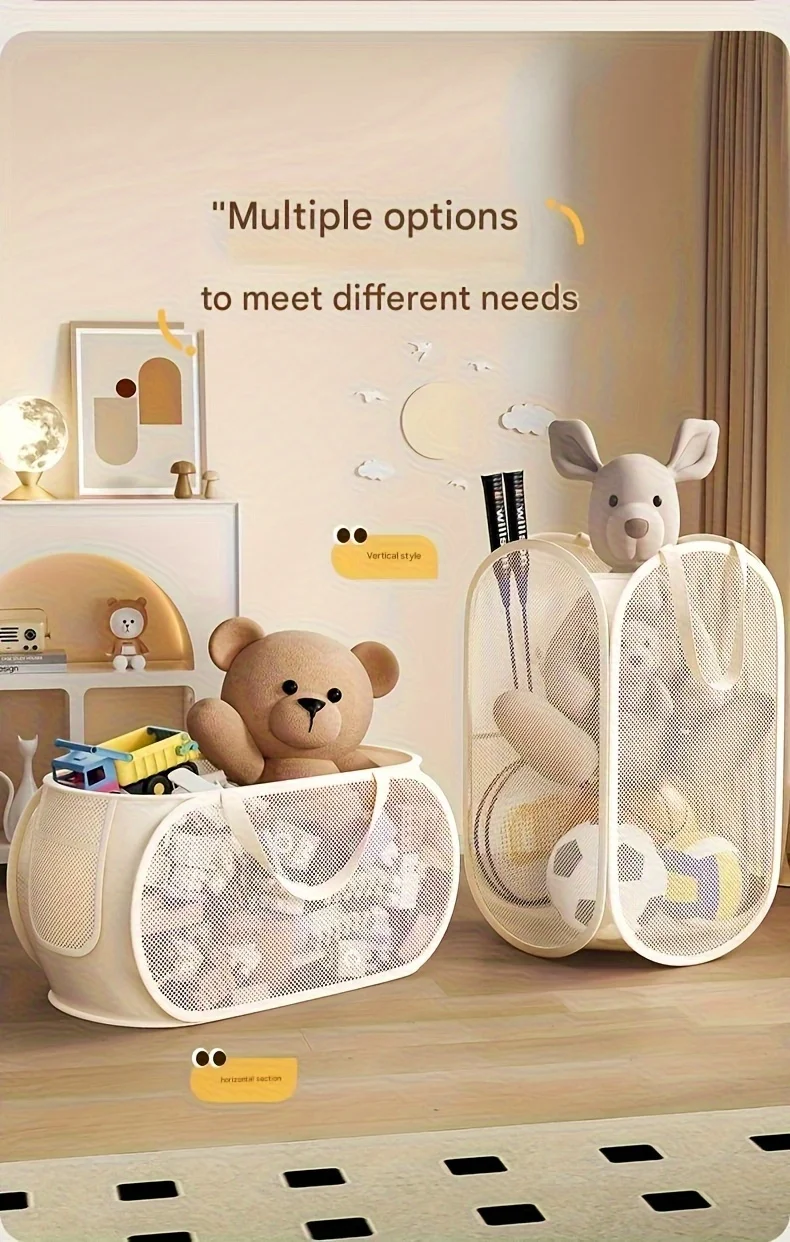 Large Capacity Toy Storage Basket Transparent Fabric Organizer with Divided Compartments Ideal for Living Bedroom Organization - Image 14