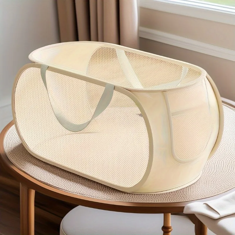 Large Capacity Toy Storage Basket Transparent Fabric Organizer with Divided Compartments Ideal for Living Bedroom Organization - Image 7